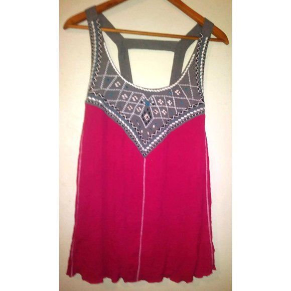 Maurices boho embellished tank top berry gray size 3 - Picture 1 of 2